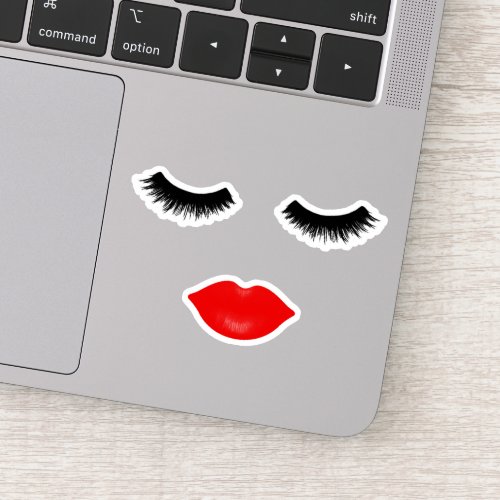 Girly Lips and Lashes Red Sticker