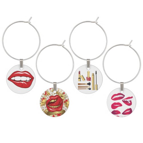 Girly Lipstick Kiss Wine Charm