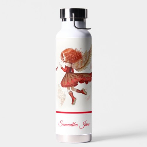 Girly Little Red Fairy Fantasy Art Water Bottle