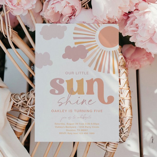 Girly Little Sunshine Birthday Invitation (Creator Uploaded)