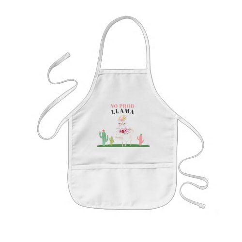 Girly Llama Floral Cactus Birthday Kids Apron