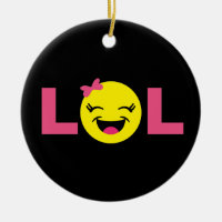 Girly LOL Emoji Ceramic Ornament