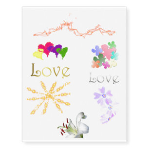 Girly Love Flower Temporary Tattoos