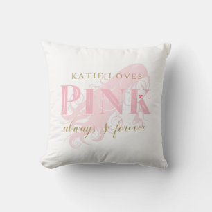 Girly Love Pink Forever Woman Silhouette and Name Throw Pillow