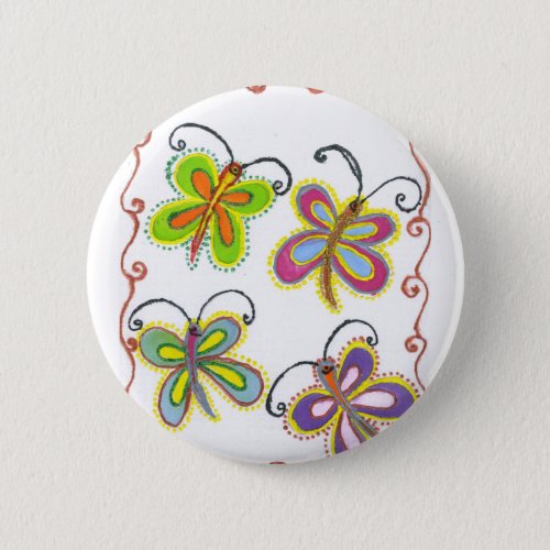 Girly Lovely colorful Butterfly Button