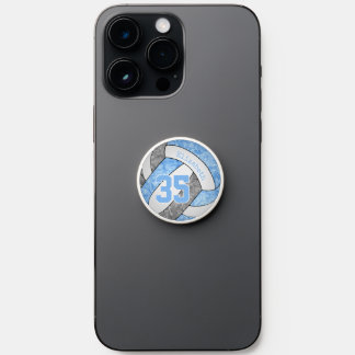 Girly lt blue gray volleyball team sports PopSocket