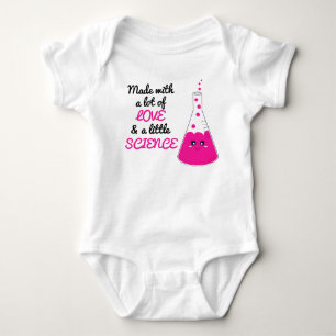 Girly Made With Love And Science Beaker Cute Pink Baby Bodysuit