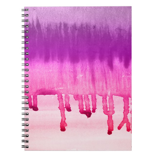 Girly Magenta Purple Watercolor Ombre Notebook (Front)
