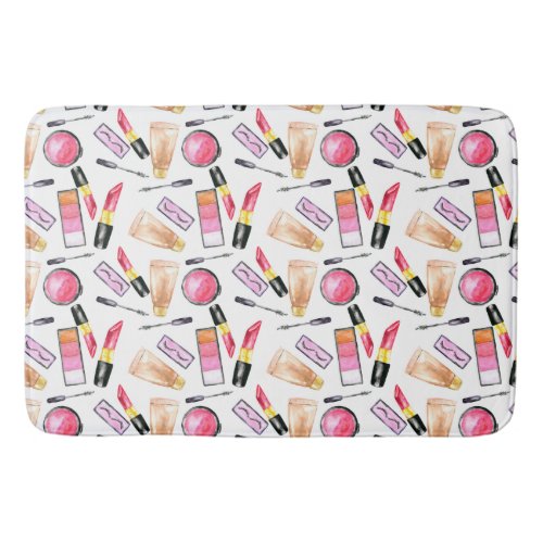 Girly Makeup Cosmetics Chic Lipstick Mascara Girls Bath Mat