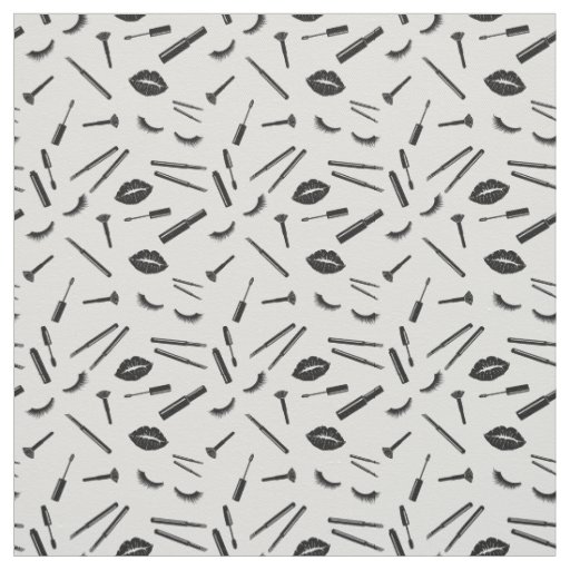 girly makeup pattern lashes lipstick mascara fabric