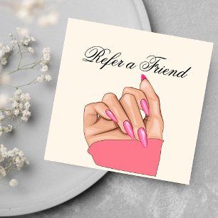 Girly Manicurist Nails Typography Referral Card