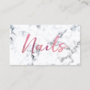 ★ Girly Marble Glitter Nails Business Card by laurapapers at Zazzle