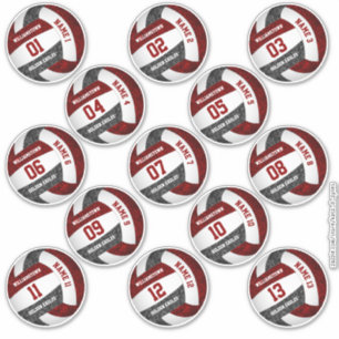 girly maroon black volleyball player names set 13 sticker