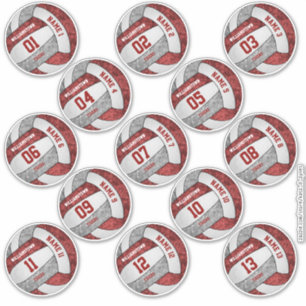 girly maroon gray volleyball custom players names sticker