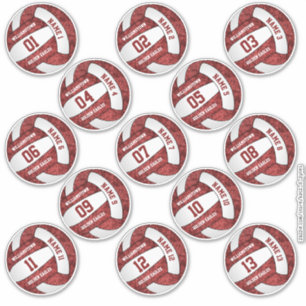 girly maroon white volleyball custom players names sticker