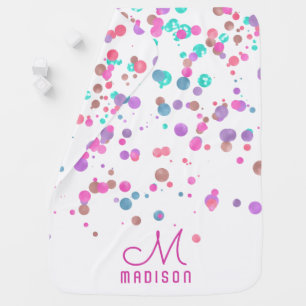 Girly Mermaid Glitter & Foil Confetti Monogram Baby Blanket