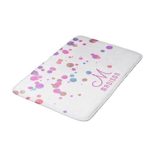 Girly Mermaid Glitter  Foil Confetti Monogram Bath Mat