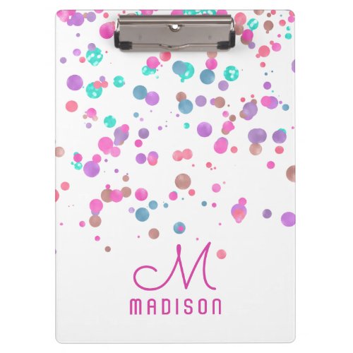 Girly Mermaid Glitter  Foil Confetti Monogram Clipboard