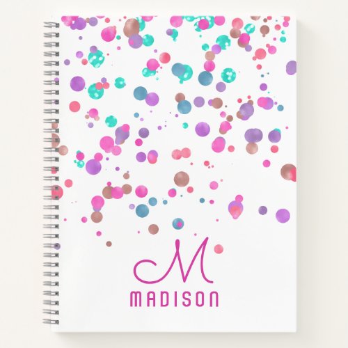 Girly Mermaid Glitter  Foil Confetti Monogram Notebook