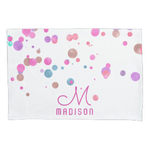 Girly Mermaid Glitter & Foil Confetti Monogram Pillow Case
