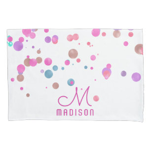 Girly Mermaid Glitter & Foil Confetti Monogram Pillow Case