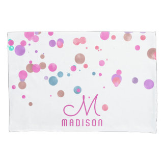Girly Mermaid Glitter & Foil Confetti Monogram Pillow Case