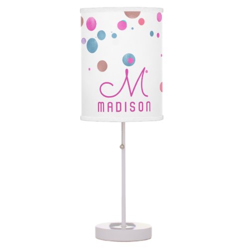 Girly Mermaid Glitter  Foil Confetti Monogram Table Lamp