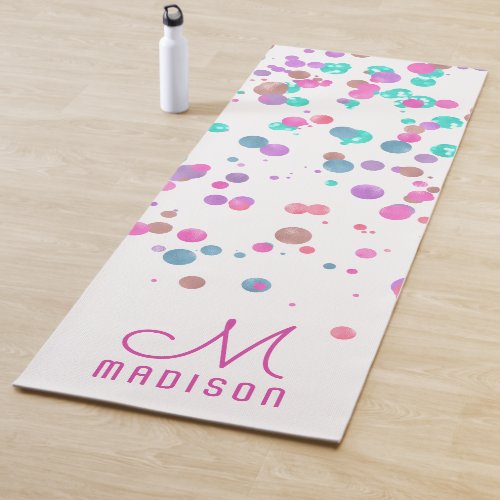 Girly Mermaid Glitter  Foil Confetti Monogram Yoga Mat