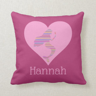 Girly Mermaid Heart Purple Pink Personalized Throw Pillow