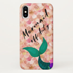 Girly Mermaid Off Duty Teal Tail Rose Gold Scales iPhone XS Case