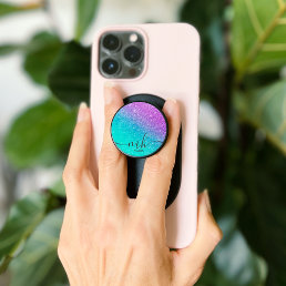 Girly mermaid purple glitter chic turquoise ombre  PopSocket