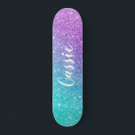Girly mermaid purple glitter chic turquoise ombre skateboard<br><div class="desc">Girly mermaid purple glitter chic turquoise ombre skateboard ,  add your name</div>