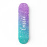 Girly mermaid purple glitter chic turquoise ombre skateboard