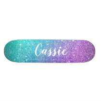 Girly mermaid purple glitter chic turquoise ombre skateboard Girly mermaid purple glitter chic turquoise ombre skateboard