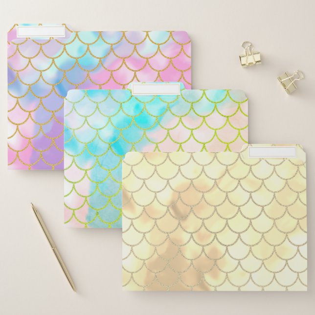 Girly Mermaid Scales Glitter Mix n Match File Folder (Set)