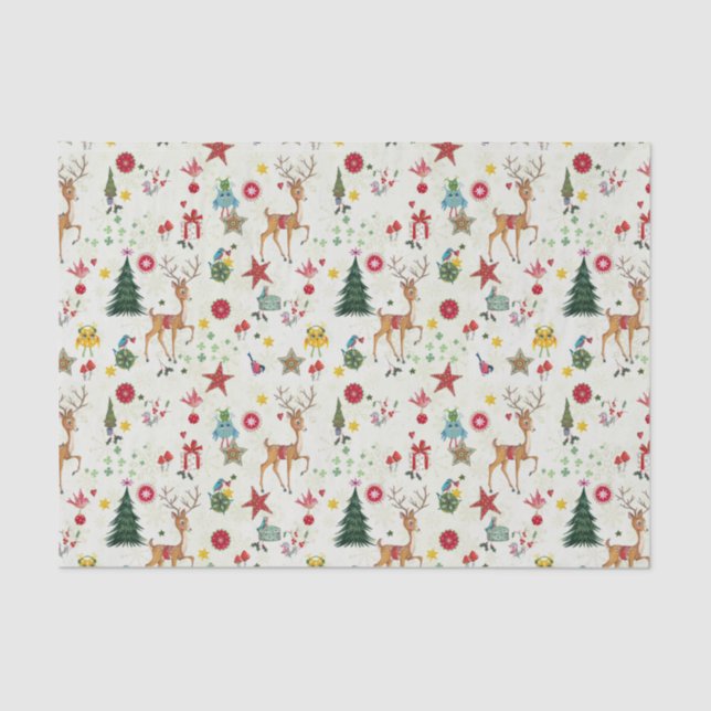Girly Merry Christmas Deer | Tissue Paper (Front)