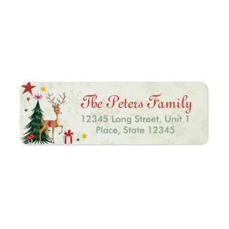 Girly Merry Christmas Reindeer - Address Labels