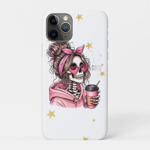 Girly Messy Bun Skeleton Heart Sunglasses Pink Aes iPhone 11 Pro Case