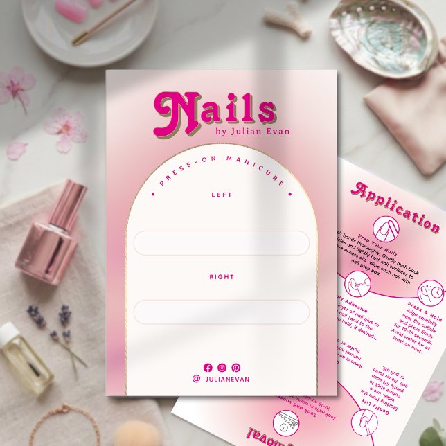 Girly Milky Pink Ombre Press On Nail Display Card (Girly Milky Pink Ombre Press On Nail Display Card)