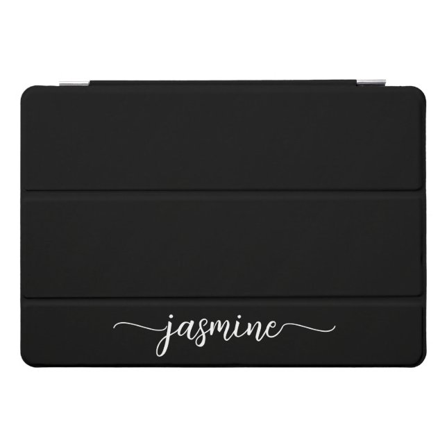 Girly Minimal Black Monogram Name Signature Script iPad Pro Cover (Horizontal)
