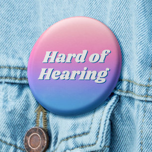 Girly Minimal Pink Blue Typography Hard of Hearing Button