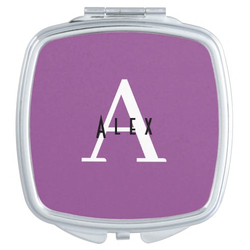 Girly Minimal Purple Monogram Initial  Name Compact Mirror