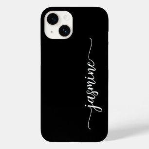 Girly Minimalist Black Monogram Name Script   Case-Mate iPhone 14 Case