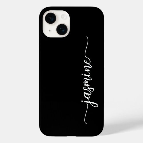 Girly Minimalist Black Monogram Name Script   Case_Mate iPhone 14 Case