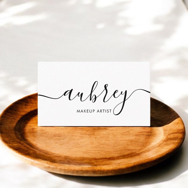 Girly Minimalist Calligraphy White Business Card (Creator Uploaded)