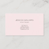 Girly Minimalist Handwritten Blush Pink Business Card (Back)