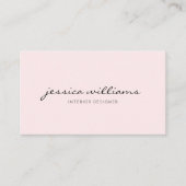 Girly Minimalist Handwritten Blush Pink Business Card (Front)