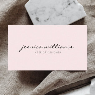 Girly Minimalist Handwritten Blush Pink Business Card