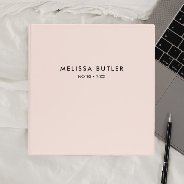 Girly Minimalist Modern Blush Pink 3 Ring Binder (Creator Uploaded)