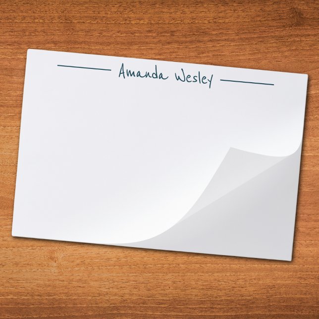 Girly Minimalist Navy Blue Monogram Full Name Paper Pad (Creator Uploaded)